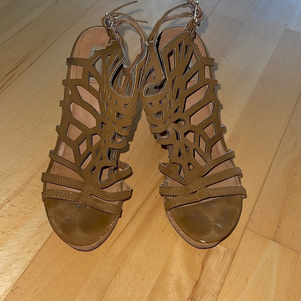 Not Rated double strap caged wedges